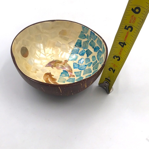 Imported Coconut Shell Bowl w/ two Dolphins - Picture 5 of 6